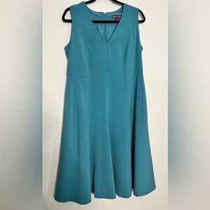 Jessica London Blue Sleeveless V-Neck A-Line Midi Dress Size 12
